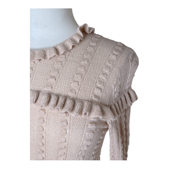 Slate & Willow Stretchy Pink Soft Blush Ruffle Texture Sweater S - Picture 5 of 9